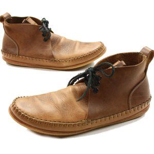 Ken Diamond Men 10 Lace Up Leather Moccasins Brown Loafer